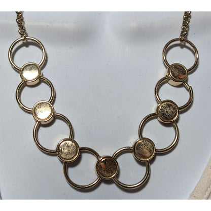 Unique Modern Interlinked Gold Ring Necklace