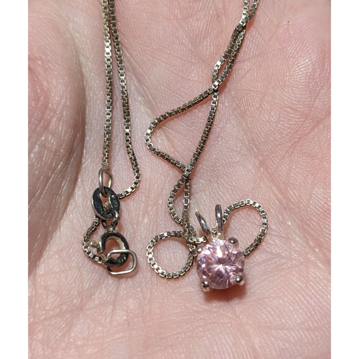 Sterling Pink Cubic Zirconia Pendant Necklace