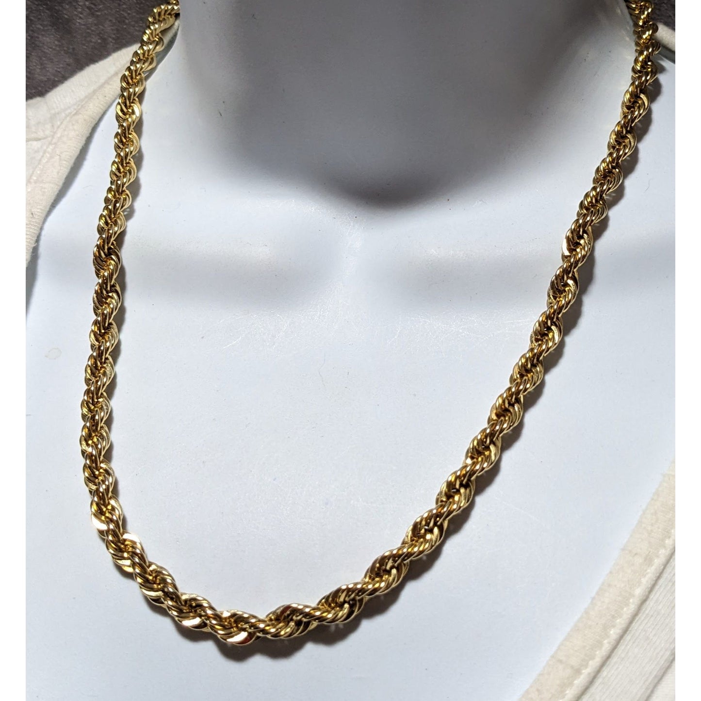 24K Gold Plated Rope Chain Necklace