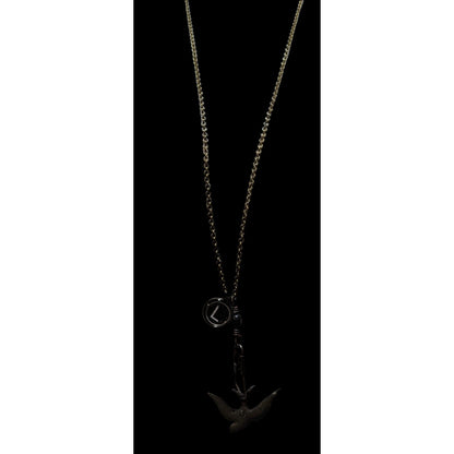 AEA Retro Flying Bird Initial Charm Necklace