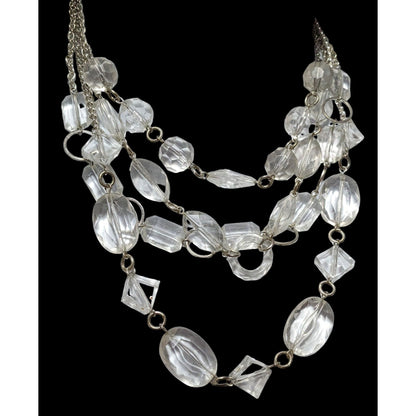 Clear Chunky Gemmed Multilayer  Necklace