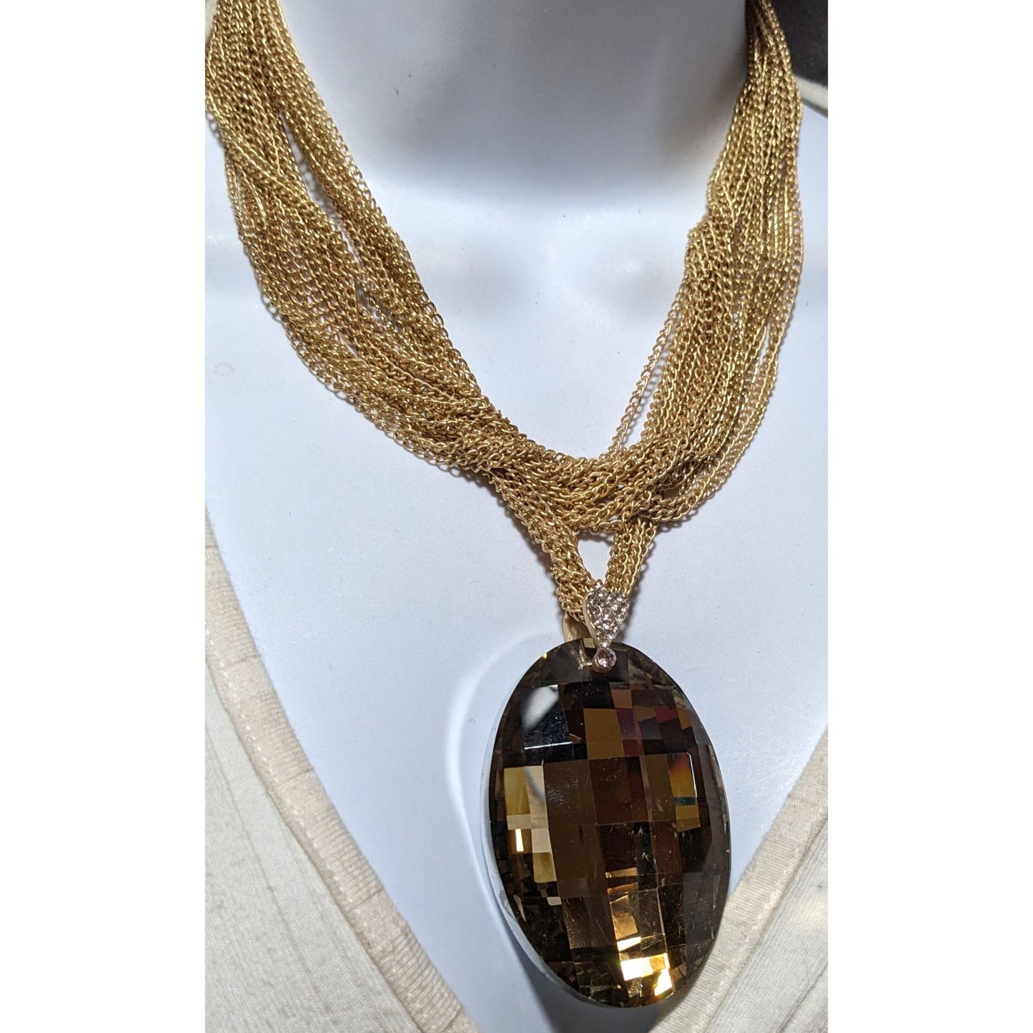 Charming Charlie Gold Glam Glass Necklace