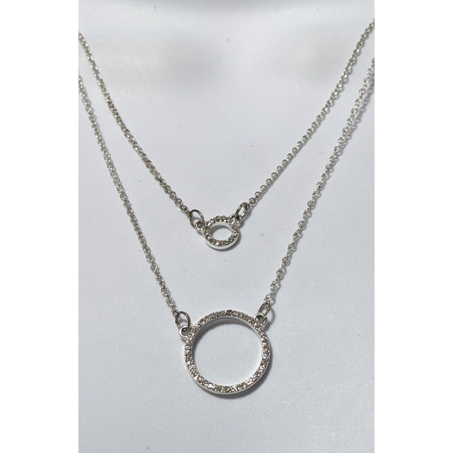 Liz Claiborne Silver Double Circle Necklace