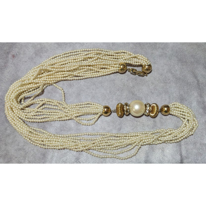 Vintage Glam Gold Pearl Multistrand Statement Necklace