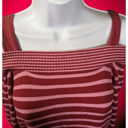 Vintage Takeout Pink And Red Striped Top