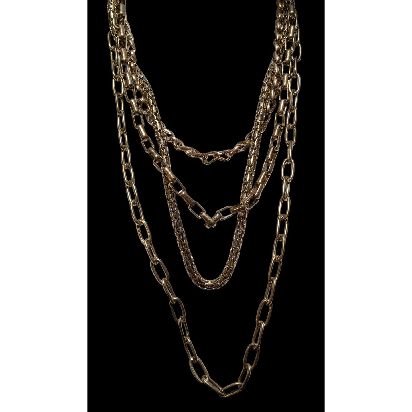 80's Gold Glam Heavy Multilayer Necklace