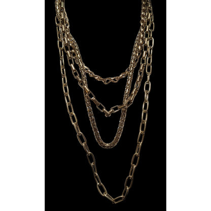 80's Gold Glam Heavy Multilayer Necklace