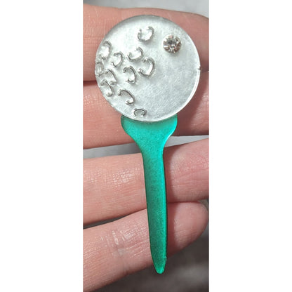 Unique Green And Silver Tone Fashion Brooch