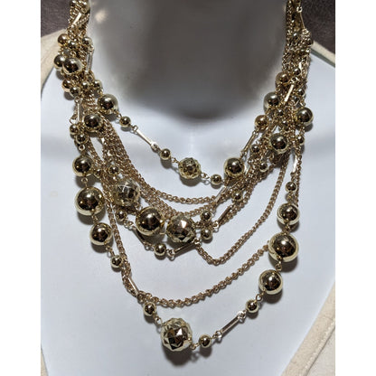 Vintage Multilayer Glam Gold Beaded Chain Necklace