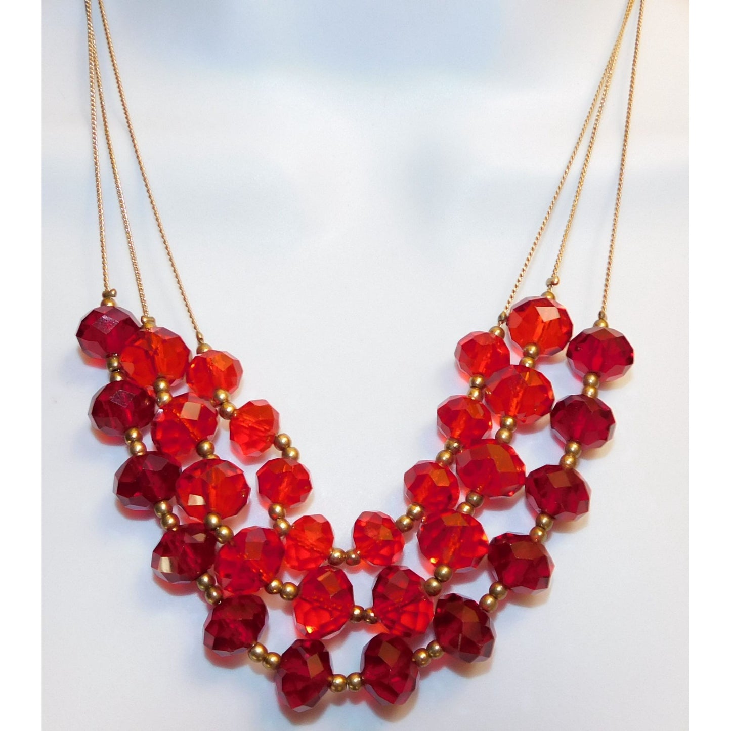 Red Glass Cascade Necklace