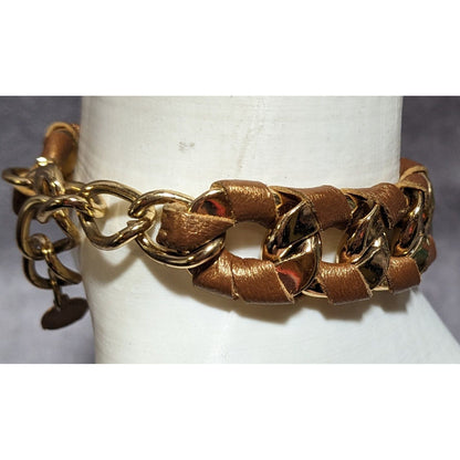 Skinny By Jessica Elliot Gold Leather Chain Bracelet