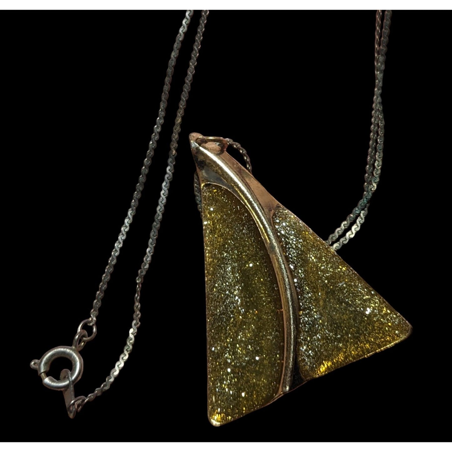 Gold Glitter Triangle Pendant Necklace