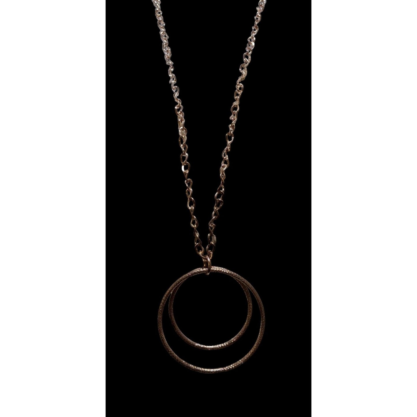 Rose Gold Double Circle Pendant Necklace