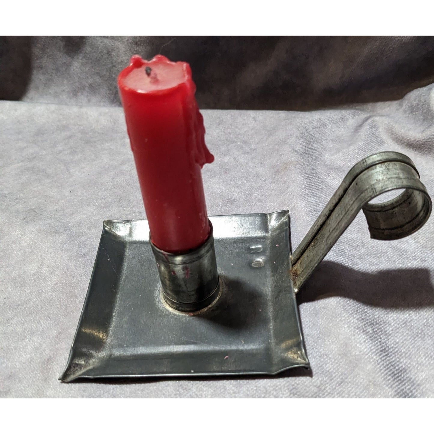 Vintage Chamberstick Square Silver Tone Candle Holder