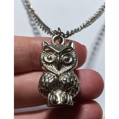 Silver Puffed Owl Necklace