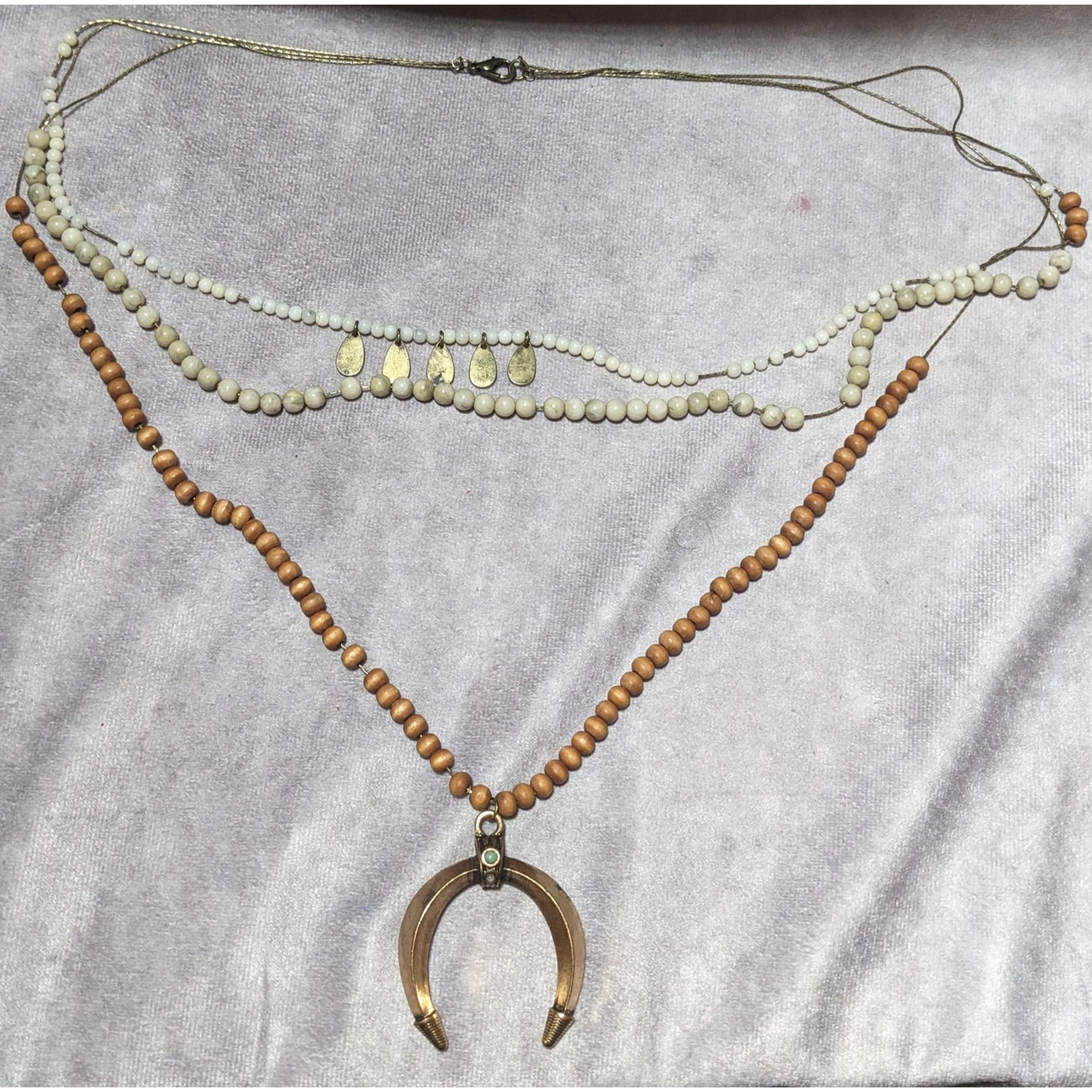 Bohemian Multilayer Gold Crescent Necklace