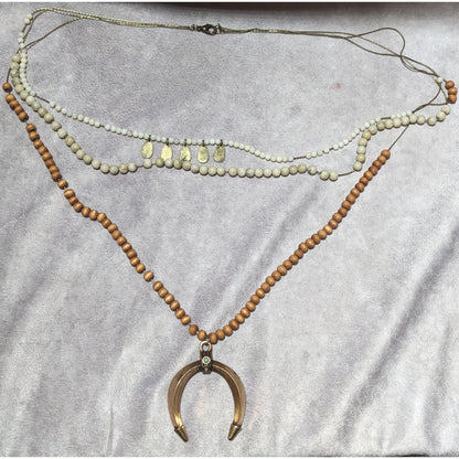 Bohemian Multilayer Gold Crescent Necklace