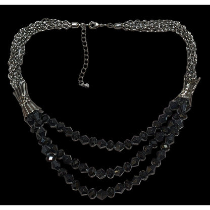 Glam Goth Multilayer Glass Beaded Necklace