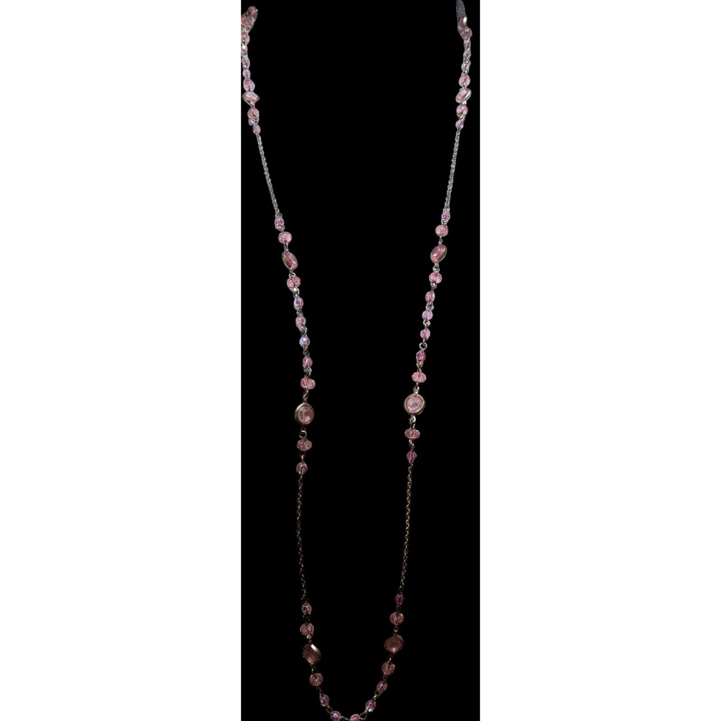 1928 Pink Gemmed Opera Length Necklace