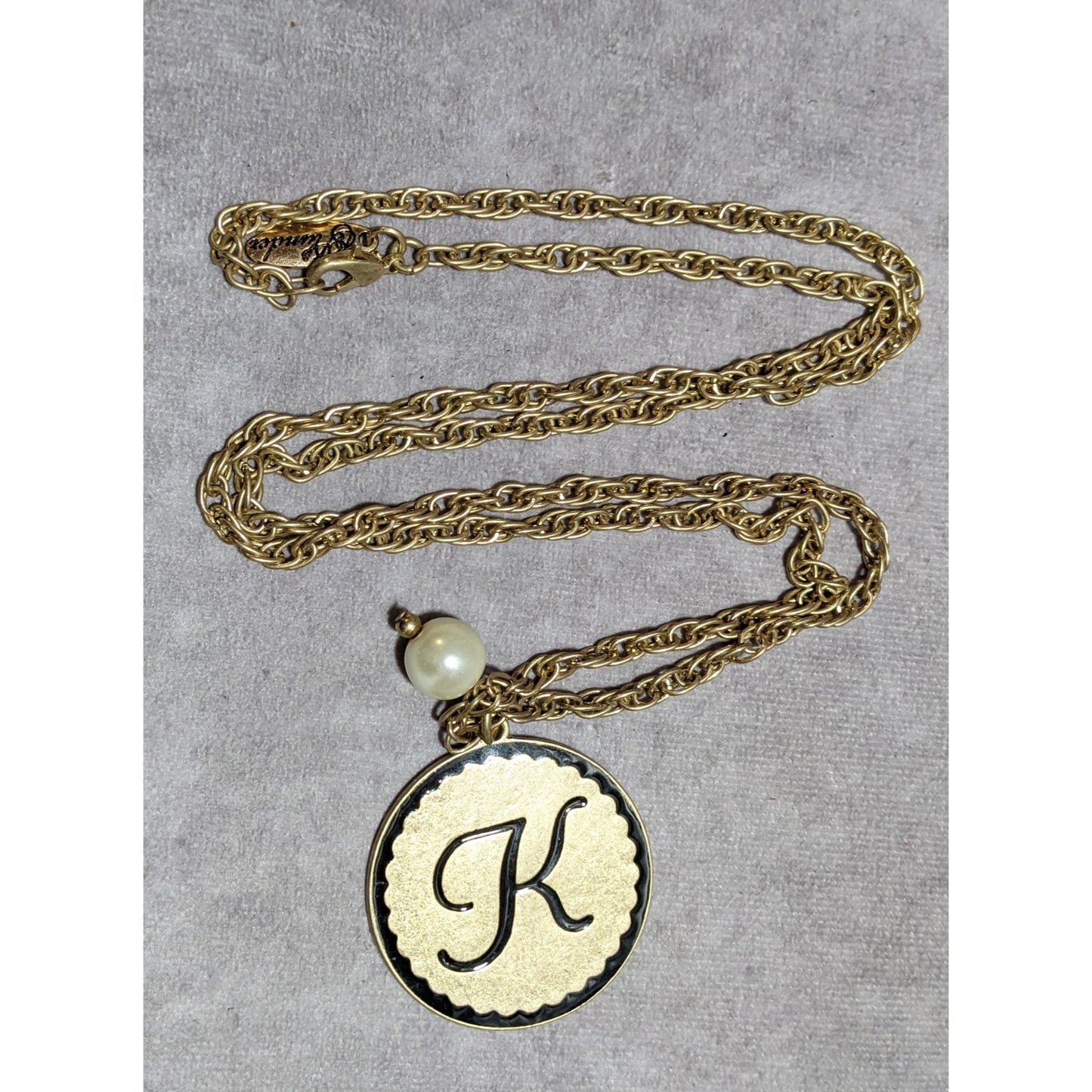 Plunder Jewelry Monogram "K" Medallion Necklace