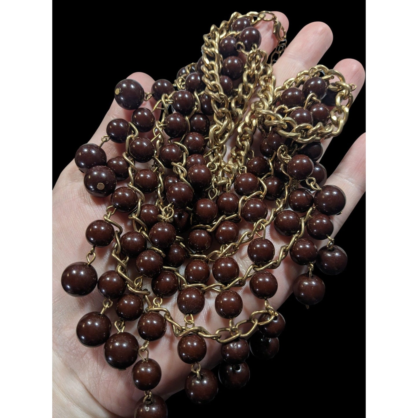 Elegant Bohemian Brown And Gold Tone Beaded Bib Necklace