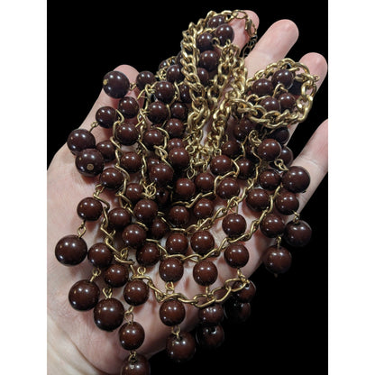 Elegant Bohemian Brown And Gold Tone Beaded Bib Necklace