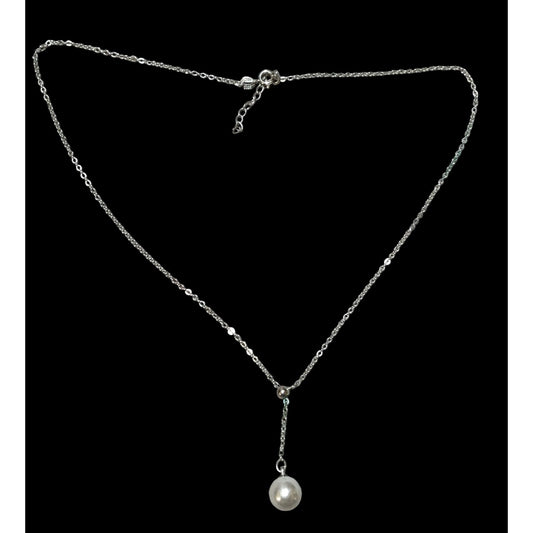 Minimalist Sterling Pearl Lariat Necklace