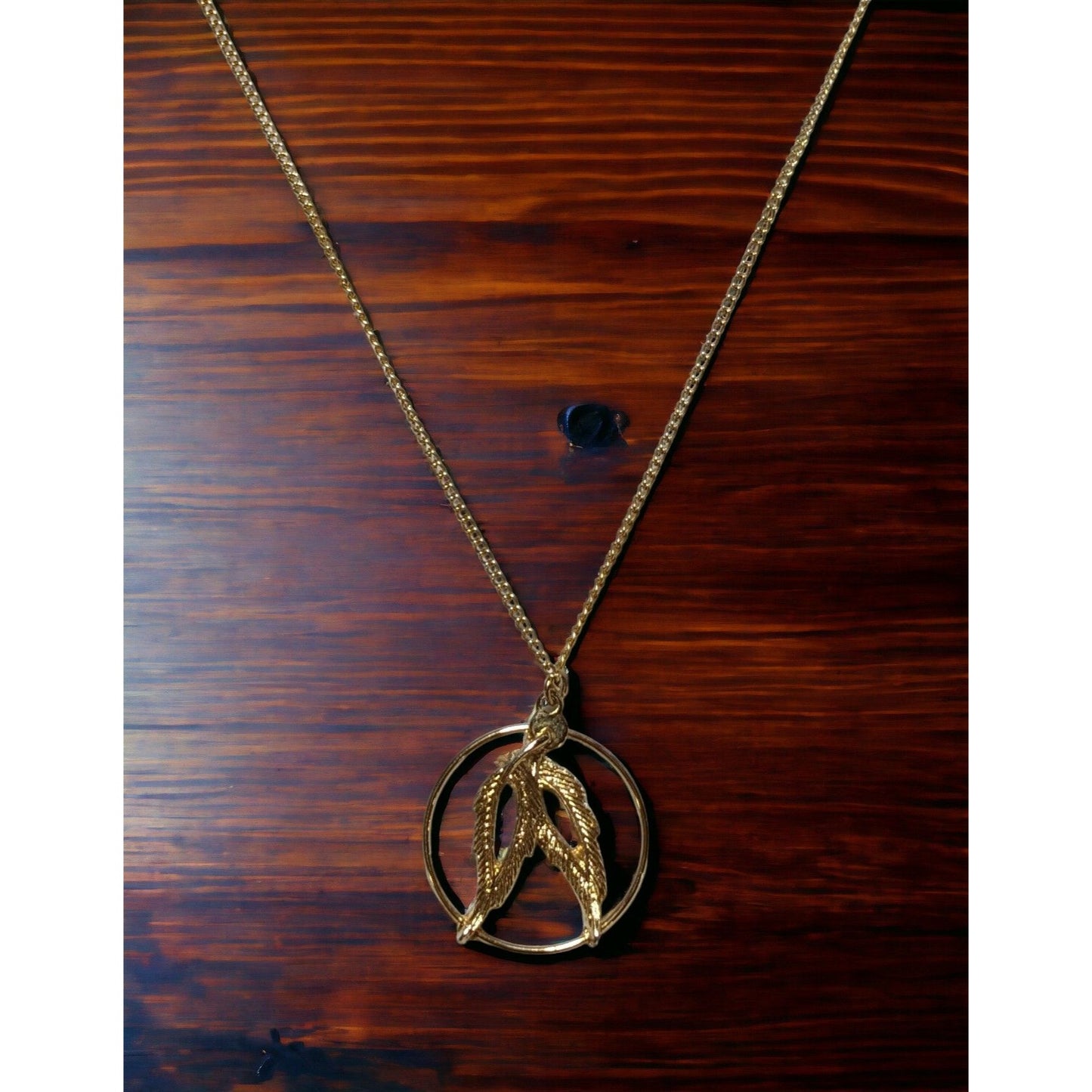 Gold Feather Pendant Necklace