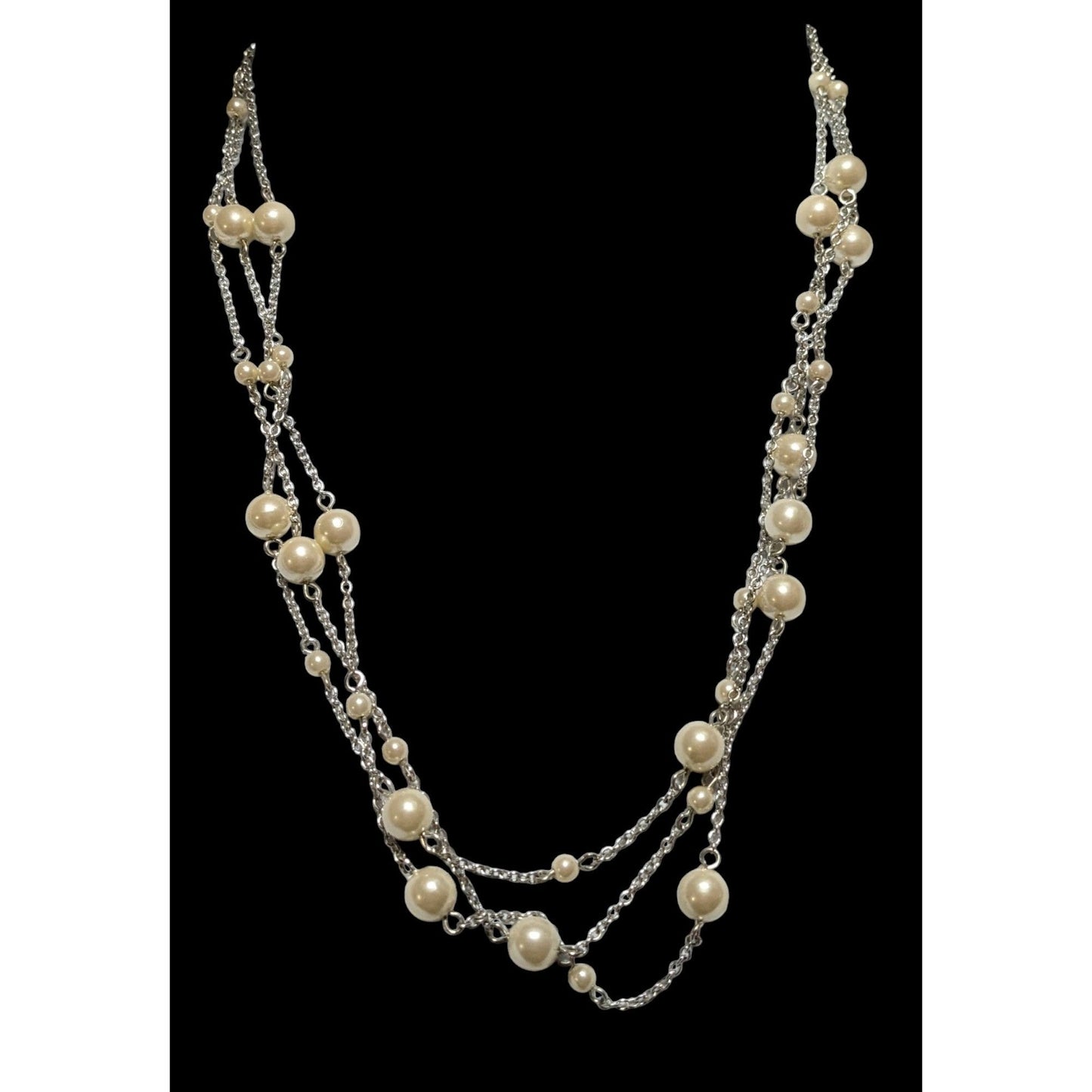 Chaps Multilayer Chain Pearl Necklace