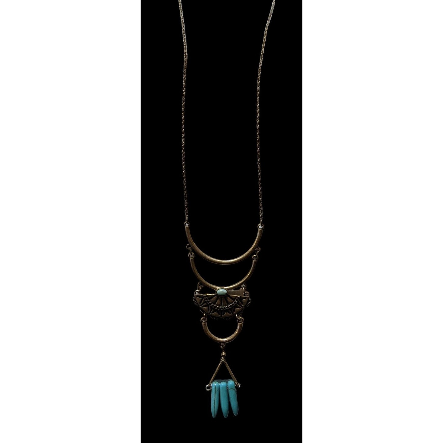 Southwestern Turquoise And Gold Pendant Necklace