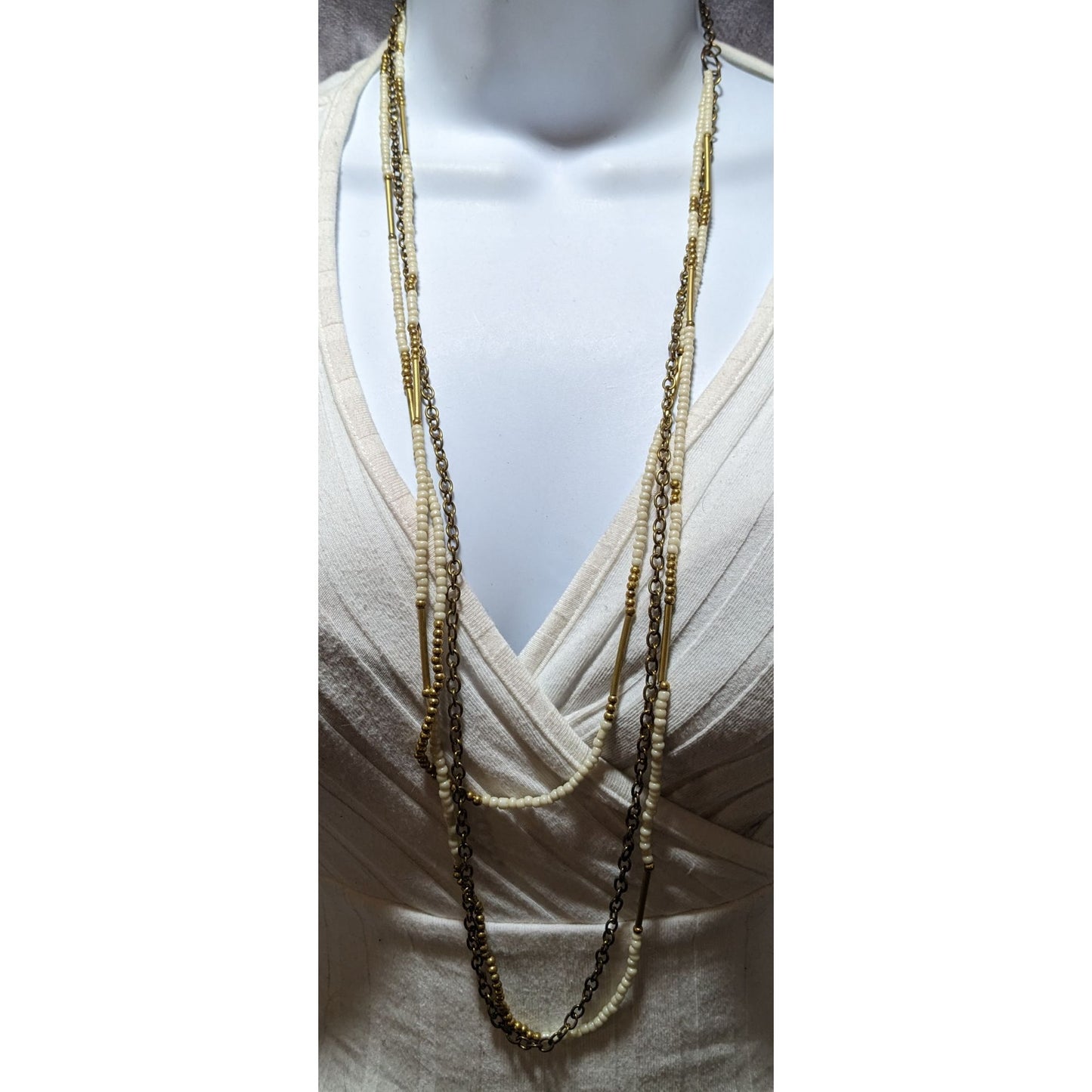 Gold White Multilayer Bohemian Necklace