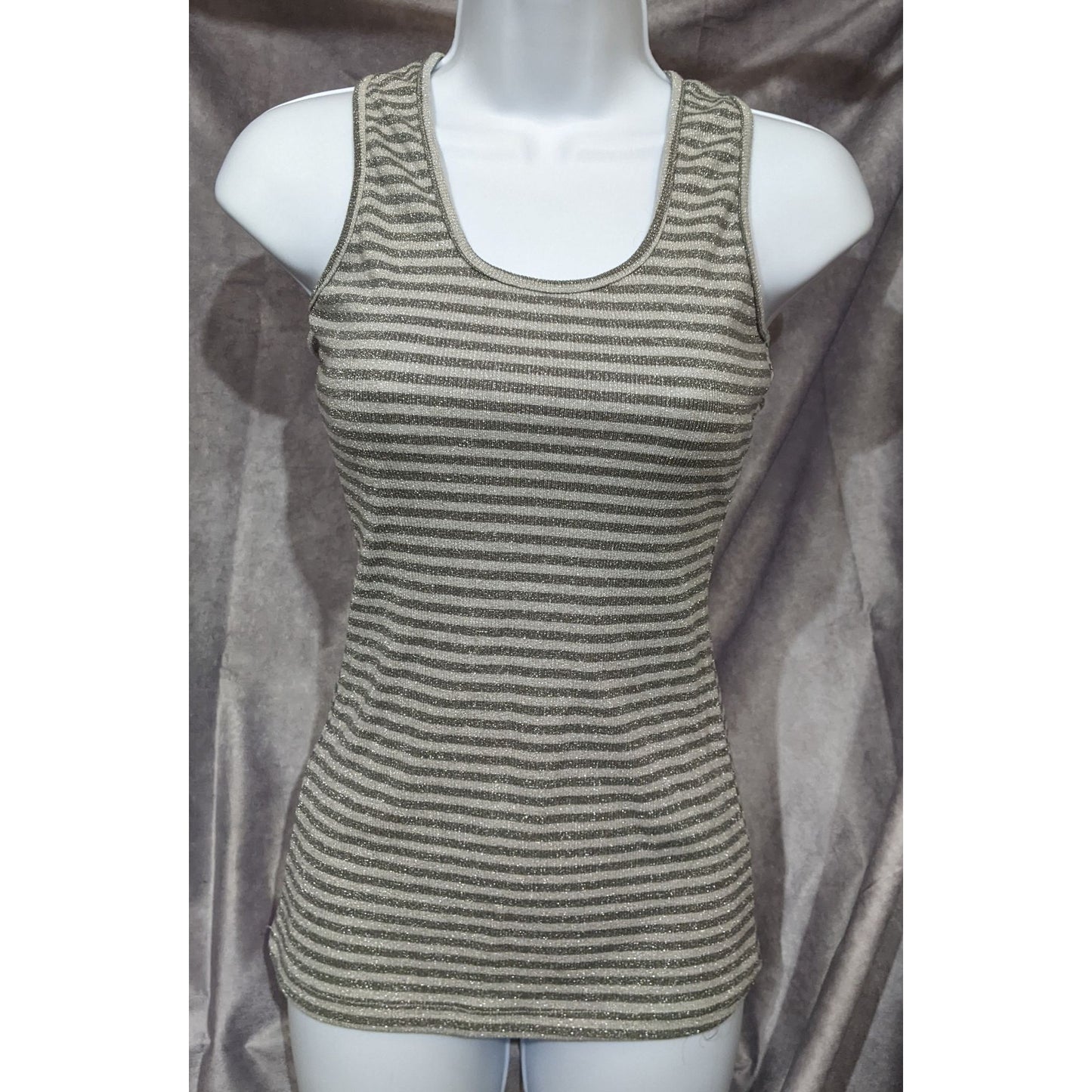 Urban Behavior Striped Long Shimmer Tank Top