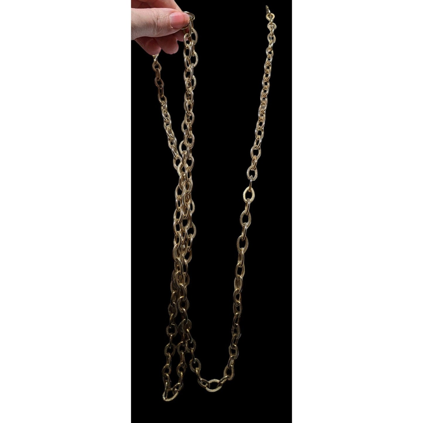 Textured Gold Chain Opera Length Necklace