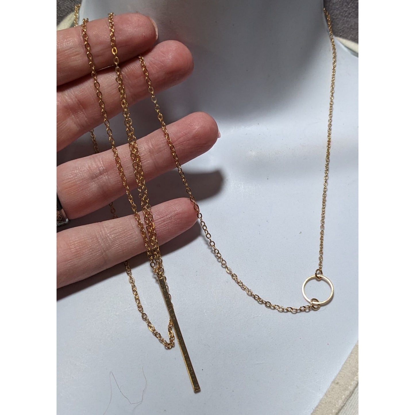 Minimalist Gold Geometric Charm Chain Necklace