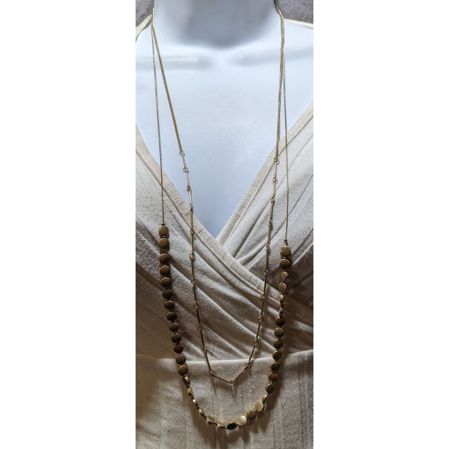 Preppy Multilayer Gold Chain Beaded Necklace