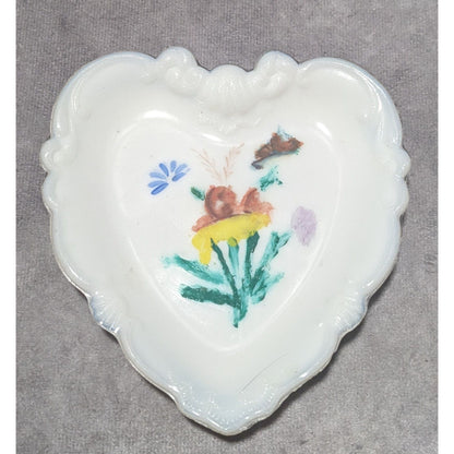 Hand Painted Milk Glass Trinket DIsh