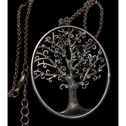 Silver Gemmed Tree Of Life Pendant Necklace