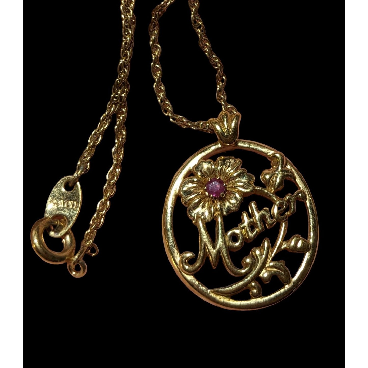 Vintage Avon Mother Floral Pendant Necklace