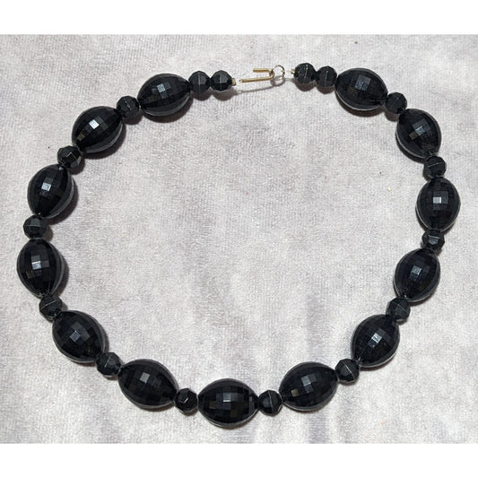 Black Faceted Beaded Necklace