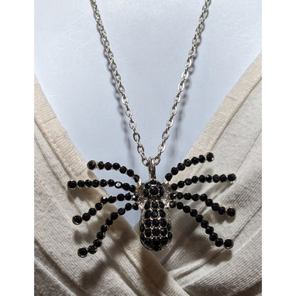 Witchy Gothic Rhinestone Spider Pendant Necklace