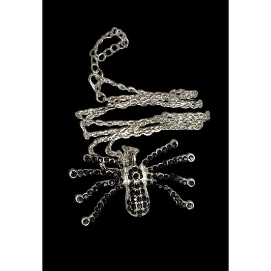 Witchy Gothic Rhinestone Spider Pendant Necklace