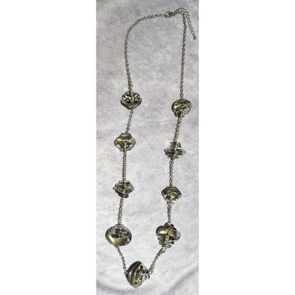 Abstract Silver Floral Chime Disc Necklace