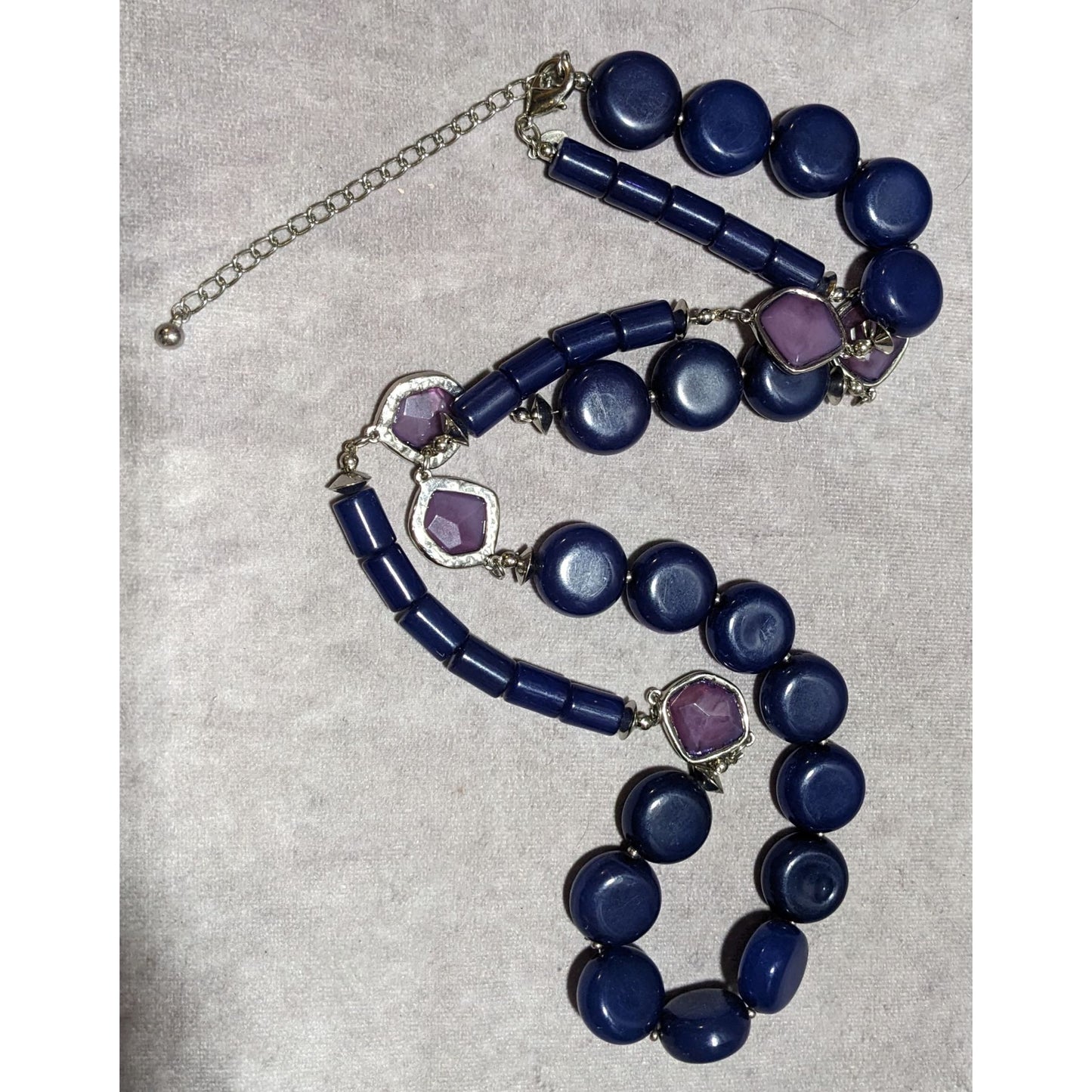 Chico's Blue And Purple Beaded Statement Necklace