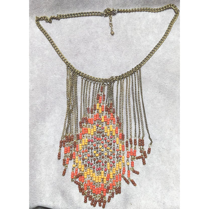 Boho Chic Beaded Fringe Necklace