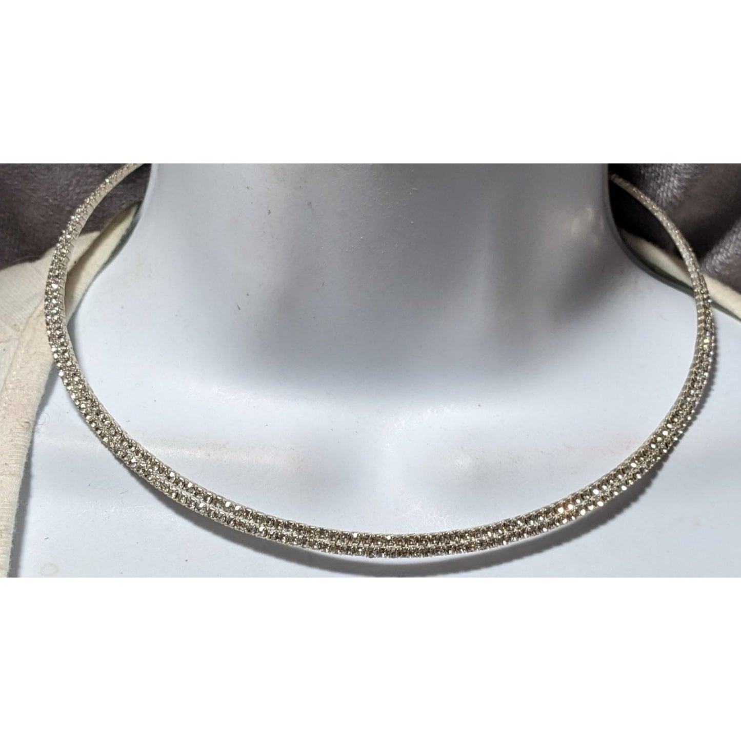 Claire's Y2K Silver Rhinestone Collar Necklace