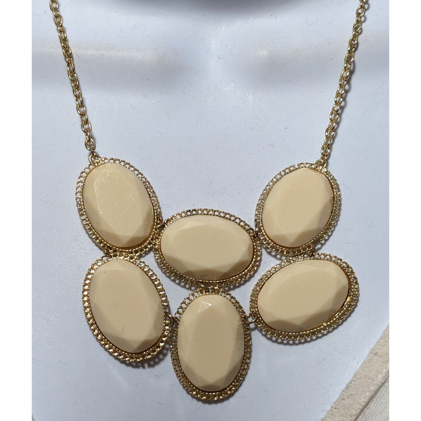 Retro Preppy Cream Gemmed Statement Necklace