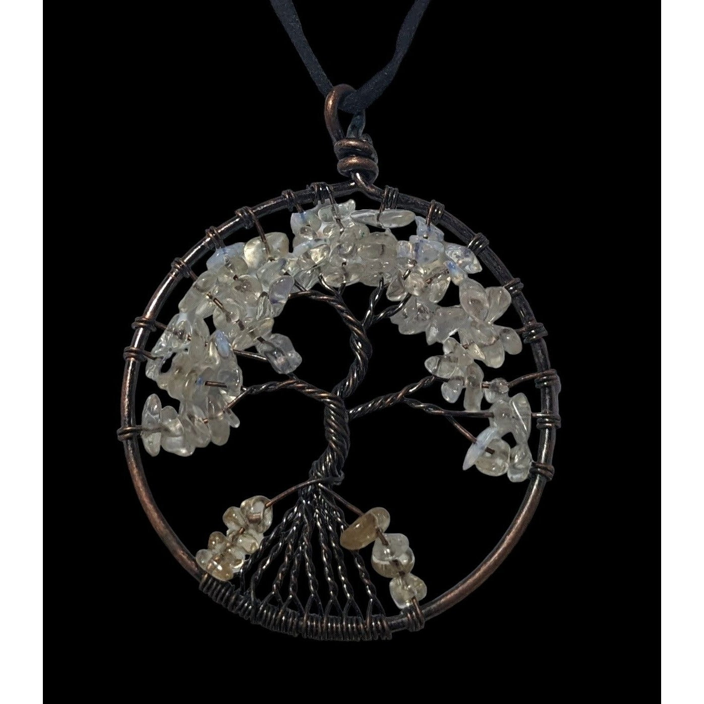 Moonstone Chip Tree Of Life Pendant Necklace