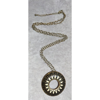 Vintage Boho Chic Sunburst Pendant Necklace