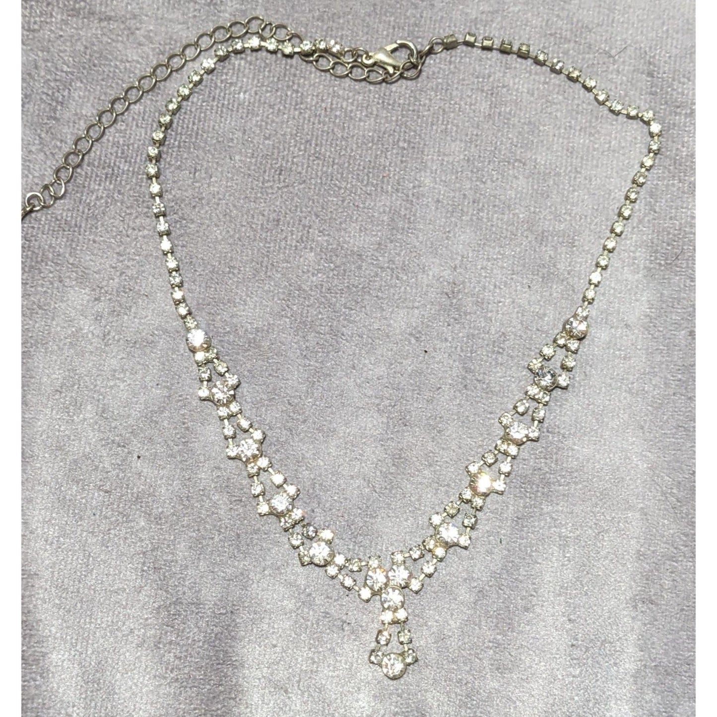 Vintage Silver Rhinestone Bridal Necklace