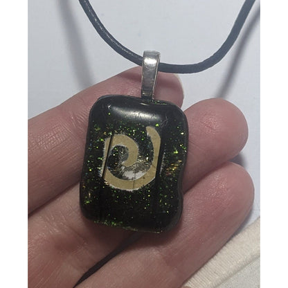 Green Dichroic Glass Swirl Necklace